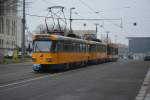 Tatra Straßenbahn  2174  auf der Linie 7 nach Böhlitz-Ehrenberg. Aufgenommen am 18.02.2015, Leipzig Goethestraße.
