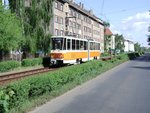 Am 20.05.2006 war KT4D 1308 der Leipziger Verkehrsbetriebe auf einer Fotosonderfahrt unterwegs und wurde auf der Strecke von Gohlis Nord als Linie 20 fotografiert. Dies ist eine Szene, wie sie zu Zeiten das KT4-Einsatzes in Leipzig blich war.