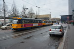 Diese Straßenbahn  2119 - Leoliner Prototyp  fährt am 15.04.2016 auf der Linie 4.