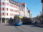 Nach einem 90 Grad Knick bog der Tw 1125,am 25.August 2016,in die Leipziger Demmeringstraße.