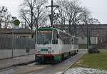 02.02.2017, Magdeburg, 2x Tatra T6A2M (Wagen 1280+1281) an der Haltestelle Buckau Wasserwerk.