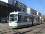 Magdeburg: Straenbahnlinie 5 nach Klinikum Olvenstedt an der Haltestelle Alter Markt.(22.3.2010)