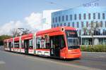 Straßenbahn Mainz: Stadler Rail Variobahn der MVG Mainz - Wagen 222, aufgenommen im September 2018 in der Nähe der Haltestelle  Bismarckplatz  in Mainz.