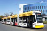 Straßenbahn Mainz: Stadler Rail Variobahn der MVG Mainz - Wagen 223, aufgenommen im September 2018 in der Nähe der Haltestelle  Bismarckplatz  in Mainz.