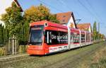 Straßenbahn Mainz / Mainzelbahn: Stadler Rail Variobahn der MVG Mainz - Wagen 222, aufgenommen im Oktober 2018 in Mainz-Bretzenheim.