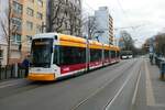Mainzer Mobilität Stadler Variobahn 230 am 11.01.22 in Mainz Innenstadt.