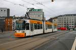 Mainzer Mobilität Adtranz GT6M-ZR Wagen 211 am 12.02.24 in Mainz Hbf