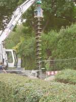 Bohrarbeiten beim Neubau der Linie 52 nach Mainz-Hechtsheim Innenstadt.