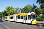 Straßenbahn Mainz: Adtranz GT6M-ZR der MVG Mainz - Wagen 204, aufgenommen im Juli 2016 in Mainz-Gonsenheim.