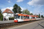Straßenbahn Mainz: Adtranz GT6M-ZR der MVG Mainz - Wagen 206, aufgenommen im August 2016 in Mainz-Gonsenheim.