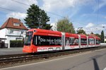 Straßenbahn Mainz: Stadler Rail Variobahn der MVG Mainz - Wagen 221, aufgenommen im August 2016 in Mainz-Gonsenheim.
