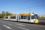 Straßenbahn Mainz: Adtranz GT6M-ZR der MVG Mainz - Wagen 203, aufgenommen im Oktober 2016 in Mainz-Hechtsheim.