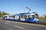 Straßenbahn Mainz: Adtranz GT6M-ZR der MVG Mainz - Wagen 209, aufgenommen im Oktober 2016 in Mainz-Hechtsheim.