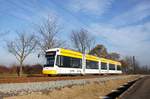 Straßenbahn Mainz / Mainzelbahn: Stadler Rail Variobahn der MVG Mainz - Wagen 234, aufgenommen im Dezember 2016 zwischen Mainz-Lerchenberg und Mainz-Marienborn.