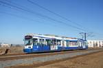 Straßenbahn Mainz / Mainzelbahn: Adtranz GT6M-ZR der MVG Mainz - Wagen 209, aufgenommen im Januar 2017 in Mainz-Bretzenheim.