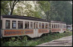 Am 24.5.1990 standen diese ehemaligen OEG Triebwagen 22 und 22 noch im ehemaligen Bahnhof Schönau.