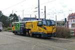 Linsinger Schienenschleifmaschine am 01.03.20 in Mannheim Käfertal vom Bahnsteig aus fotografiert