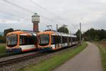 RNV Bombardier Variobahn RNV6 Wagen 4142 und 4144 am 17.10.20 in Edingen OEG