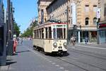 RHB Wagen 1122 bei der RNV Straßenbahnparade 125 Jahre elektrische Straßenbahn in Mannheim am 29.06.25 in der Innenstadt  