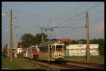 Triebwagen 71 bei der Rckfahrt vom Fest  100 Jahre Kfertal-Heddesheim  am 2. Mai 2009 zwischen Bf Kfertal und Hp Mannheimer Strae.