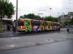 Kunst Straenbahn in Heidelberg am Bismarckplatz am 02.08.10 