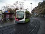 Eine RNV Straenbahn in Heidelberg am Bismarckplatz am 27.11.10
