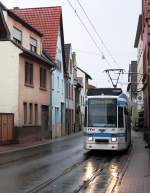 MGT6D 261 der Heidelberger Straenbahn am 25.11.10 als Linie 22 in der Eppelheimer Jakobsgasse.