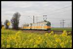 Triebwagen 1017 mit dem Beiwagen 1057 am 28. November 2010 zwischen Wallstadt und Heddesheim.