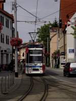 Eine HSB/RNV Straenbahn in Kricheim am 15.07.11