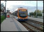 TW 3286 mit Es steht in Seckenheim OEG Bahnhof. 18.09.2011