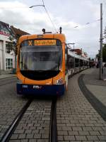 RNV X Express steht in Oggersheim da ein BRN Bus die Schienen blockiert in dadurch die Linie 4 gesperrt wurde. Es gab am 18.09.11 einen SEV mit eine RNV Bus 