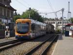 Bombardier Variobahn Wagen 4135 des RNV am 15.05.11 in Weinheim OEG Bahnhof