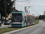 Zwischen den Haltestellen  Speckweg  und  Hessische Straße  wird die Strecke eingleisig geführt. Hier Wagen 5627 am 06.07.2016 um 15:54 Uhr auf diesem Abschnitt. 