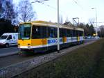 Ein DUEWAG-Stadtbahnwagen M6 der MVG auf der Oberen Saarlandstrae in Mlheim/Ruhr als Linie 110 zur Haltestelle Friesenstrae am 19.