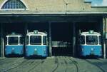 MVG__Bw 3006 + 3033 + 3040 (Baureihe p) als L.8 im Depot Dachauer Str.__25-06-1972