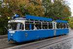 Wagen 2005 Nr 10auf der Maximilansbrücke fährt nun seine Runden Richtung Sendlinger Tor zum 150 Geburtstag der Münchener Straßenbahn am 17.10.26.