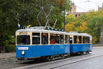 Wagen 721 auf der Maximilansbrücke Nr 1 auf der Maximilansbrücke fährt nun seine Runden Richtung Sendlinger Tor zum 150 Geburtstag der Münchener Straßenbahn am 17.10.26.