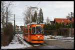 Der Fahrschulwagen 2924 fhrt am 07. Dezember 2010 in die Wendeschleife Grnwald.