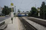 Mnchen MVV Tramlinie 13 (P3.16 2036) Siedlung am Hart / Rathenaustrasse im Juli 1987.