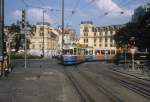 Mnchen MVV Tram 20 (M4.65 2408 + m4.65 3458) Karlsplatz (Stachus) / Bayerstrasse im Juli 1992.