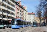 Neue Tram in München -    Seit September 2014 sind in München die neuen Trams vom Typ Siemens Avenio (Baureihe T) im Einsatz.