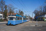 München MVG P-Wagen 2006 + 3004 als Linie 15 bei der Großhesseloher Brücke, 16.02.2017 