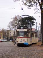 Triebwagen 36 mit Beiwagen am Depot in der Poststrae, Oktober 2005