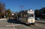 Wagen 37 der Naumburger Straenbahn hat sich mit seinem Beiwagen die Strecke vom Hbf bis zum Theaterplatz hochgearbeitet und wird als nchstes den Endpunkt Vogelwiese erreichen.