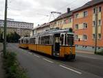 GT4 TW 80 + 81 (Ex-Stuttgart 577 + 673) am 13.06.2010 in der Stolberger Straße in Nordhausen.