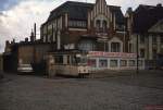 Tw 48 der Straenbahnbahn Nordhausen ist im Oktober 1980 am Bahnhof abgestellt.