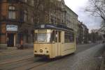 Tw 44 der Straßenbahn Nordhausen in der Innenstadt (Oktober 1980)