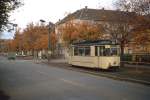 Im Oktober 1980 ist der ziemlich gut gefüllte Tw 41 der Straßenbahn Nordhausen in Richtung Arnoldstraße unterwegs