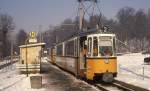 Tram Wagen 71 ex Stuttgart der Linie 2 an der Endhaltestelle Parkallee am 3.2.1993 in Nordhausen.