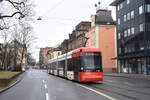 Nürnberg     VAG Variobahn Wagen 1203 als Linie 4, Friedrich Ebert Platz, 16.03.2018.